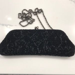 Beaded Black Clutch Evening Purse by Vanessa